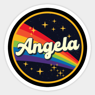 Angela // Rainbow In Space Vintage Style Sticker